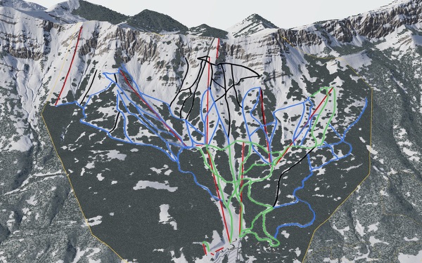 Bridger Bowl Ski Area 3D trail map