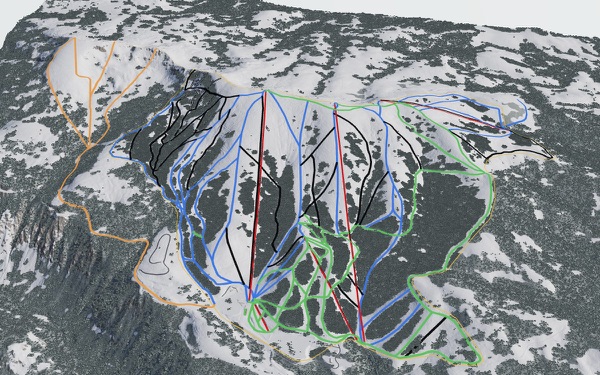 Brundage Mountain 3D trail map