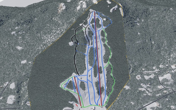 Camden Snow Bowl 3D trail map