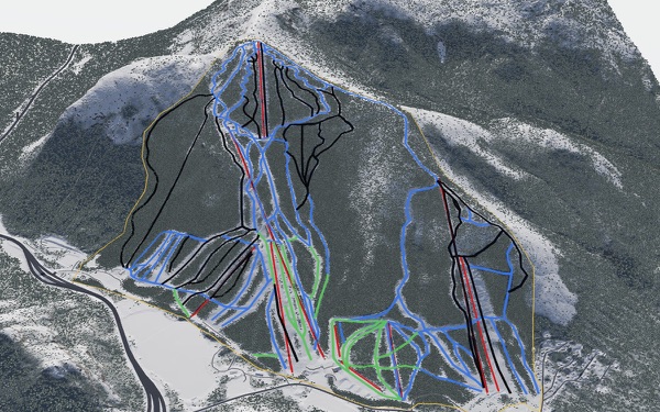 Cannon Mountain Ski Area 3D trail map