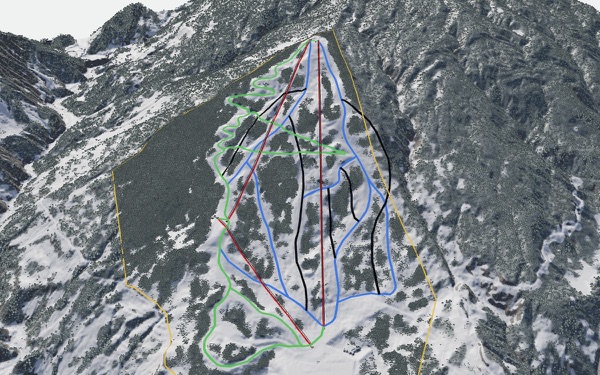 Charmant Hiuchi Snow Resort 3D trail map