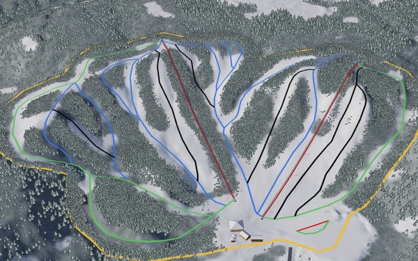 Duck Mountain Ski Area 3D trail map