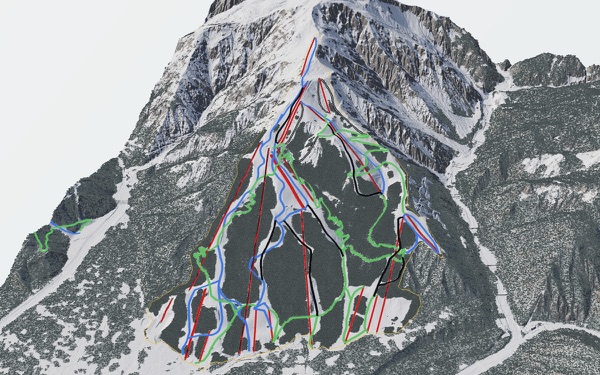 Hakuba Happoone Winter Resort 3D trail map