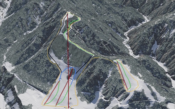 Hakusan Ichirino Onsen Ski Resort 3D trail map