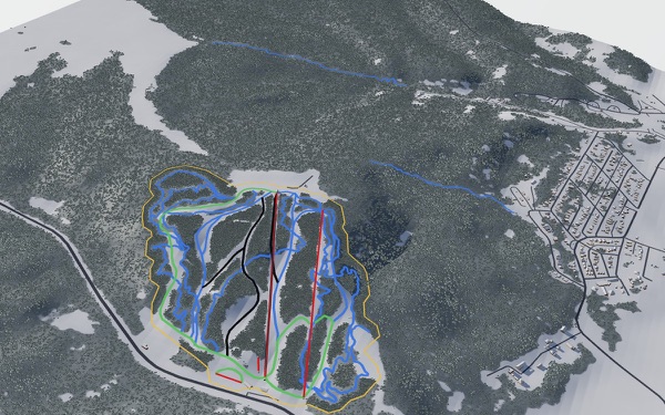 Hidden Valley Ski Resort 3D trail map