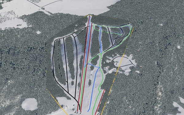 Hunt Hollow Ski Club 3D trail map