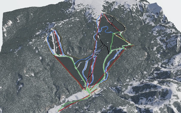 Kiroro Snow World 3D trail map