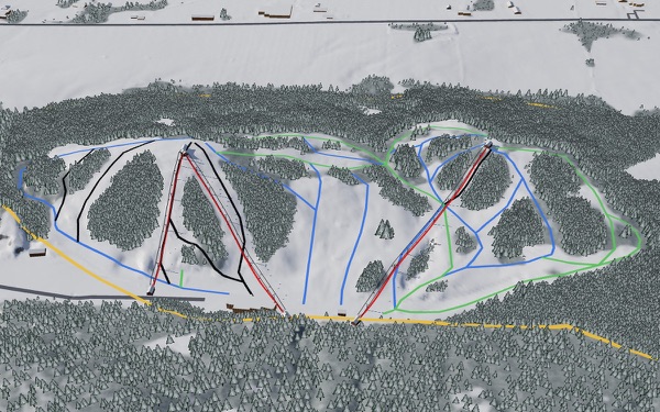 Lost Valley Ski Area 3D trail map