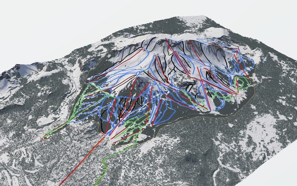 Mammoth Mountain Ski Area 3D trail map