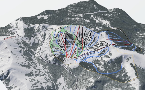 Monarch Ski Area 3D trail map
