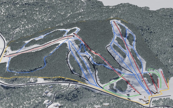 Mont Cascades Ski 3D trail map