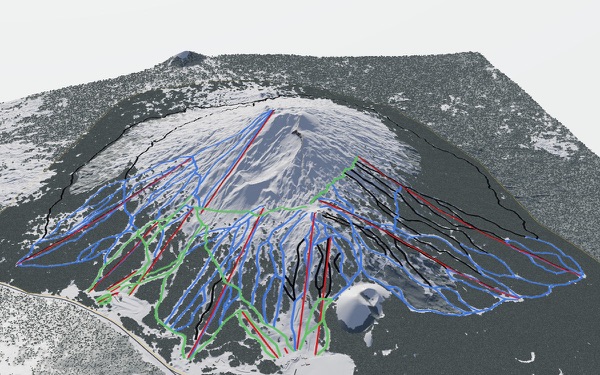 Mount Bachelor ski area 3D trail map
