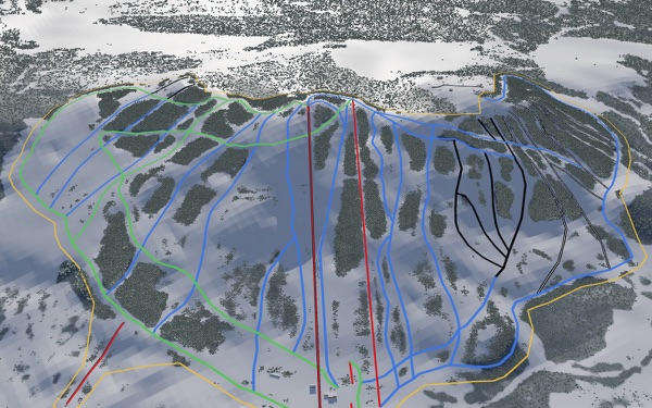 Mt. Timothy Ski Area 3D trail map