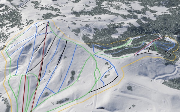Mystic Miner Ski Resort 3D trail map