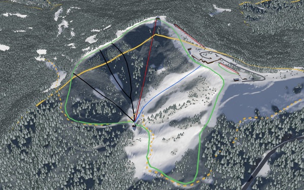 North–South Ski Bowl 3D trail map