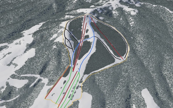 Okunakayama Kogen Ski Resort 3D trail map