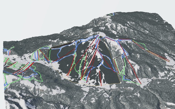 Okushiga Kogen Ski Resort 3D trail map