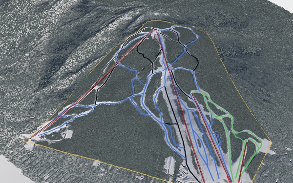 Pleasant Mountain Ski Area 3D trail map