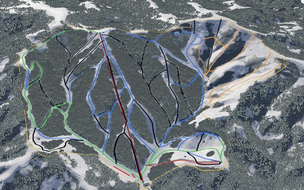 Ski Bluewood 3D trail map