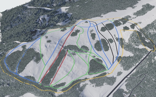 Spout Springs Ski Area 3D trail map