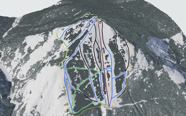 Turner Mountain Ski Resort 3D trail map