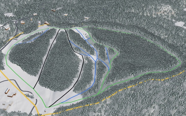 Twin Farms Ski Hill 3D trail map