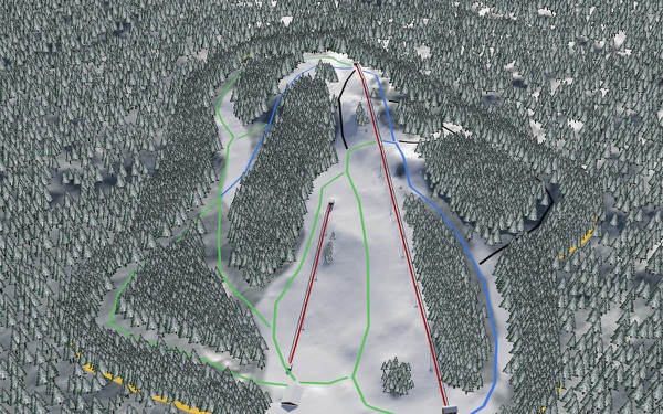 Veterans Memorial Ski Area 3D trail map