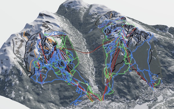 Whistler Blackcomb 3D trail map
