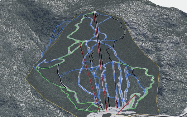 Wildcat Mountain Ski Area 3D trail map