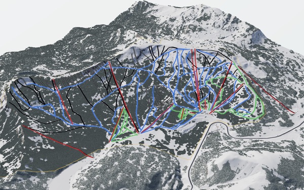 Wolf Creek ski area 3D trail map
