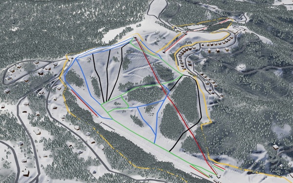 Wolf Ridge Ski Resort 3D trail map