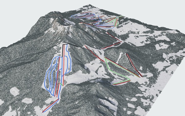 Yomase Onsen Ski Resort 3D trail map